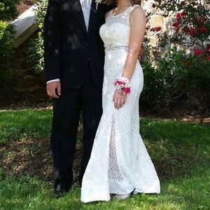 White lace prom dress